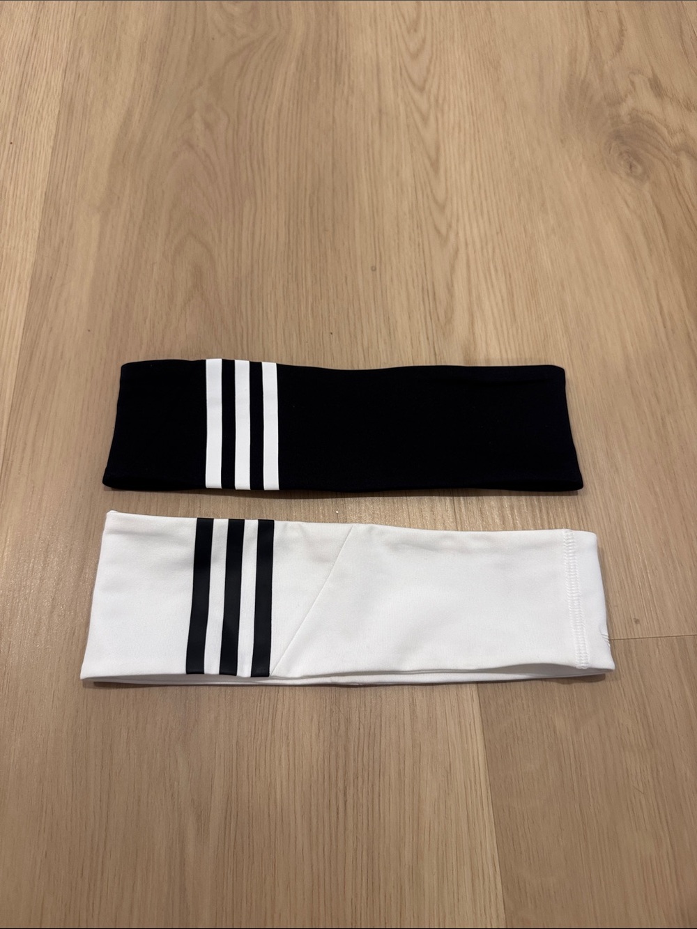 adidas Black and White Athletic Headbands with Three-Stripe Accent